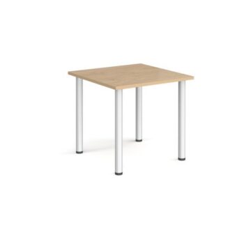 Rectangular silver radial leg meeting table 800mm x 800mm kendal oak - DRL800-S-KO