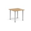 Rectangular silver radial leg meeting table 800mm x 800mm oak - DRL800-S-O