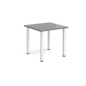 Rectangular silver radial leg meeting table 800mm x 800mm onyx grey - DRL800-S-OG