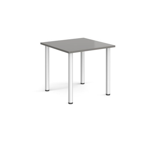 Rectangular silver radial leg meeting table 800mm x 800mm onyx grey - DRL800-S-OG