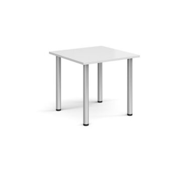 Rectangular silver radial leg meeting table 800mm x 800mm white - DRL800-S-WH