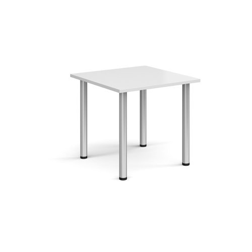 Rectangular silver radial leg meeting table 800mm x 800mm white - DRL800-S-WH
