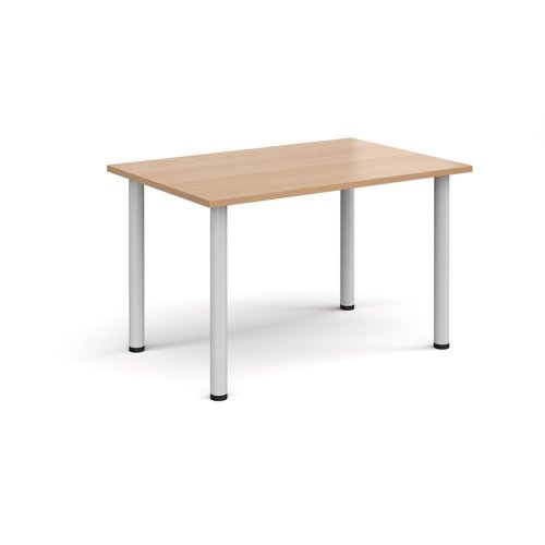 Rectangular white radial leg meeting table 1200mm x 800mm beech - DRL1200-WH-B