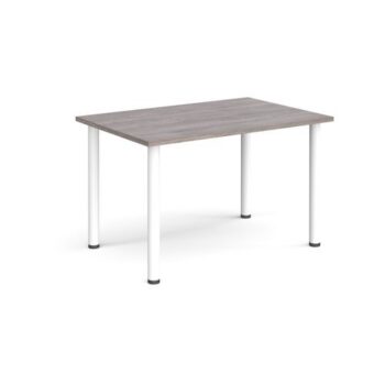 Rectangular white radial leg meeting table 1200mm x 800mm grey oak - DRL1200-WH-GO