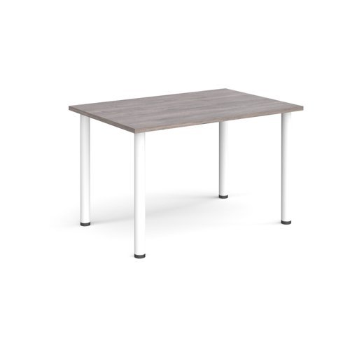 Rectangular white radial leg meeting table 1200mm x 800mm grey oak - DRL1200-WH-GO