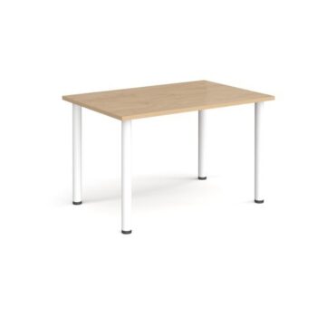 Rectangular white radial leg meeting table 1200mm x 800mm kendal oak - DRL1200-WH-KO