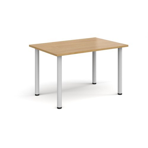 Rectangular white radial leg meeting table 1200mm x 800mm oak - DRL1200-WH-O
