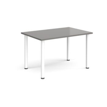 Rectangular white radial leg meeting table 1200mm x 800mm onyx grey - DRL1200-WH-OG