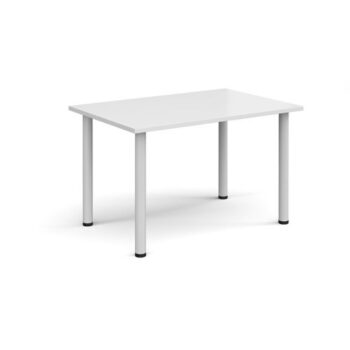 Rectangular white radial leg meeting table 1200mm x 800mm white - DRL1200-WH-WH