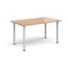 Rectangular white radial leg meeting table 1400mm x 800mm beech - DRL1400-WH-B