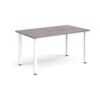 Rectangular white radial leg meeting table 1400mm x 800mm grey oak - DRL1400-WH-GO