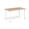Rectangular white radial leg meeting table 1400mm x 800mm kendal oak - DRL1400-WH-KO