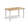 Rectangular white radial leg meeting table 1400mm x 800mm oak - DRL1400-WH-O