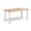 Rectangular white radial leg meeting table 1600mm x 800mm beech - DRL1600-WH-B