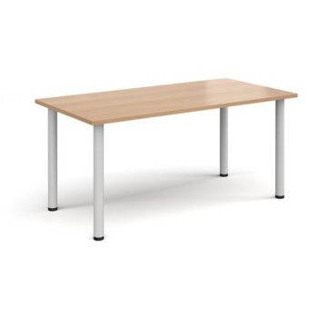 Rectangular white radial leg meeting table 1600mm x 800mm beech - DRL1600-WH-B