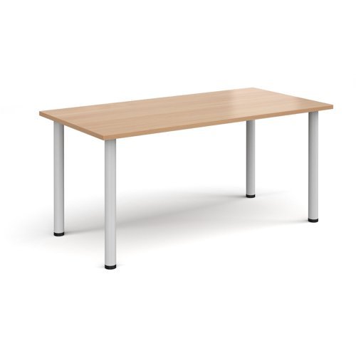 Rectangular white radial leg meeting table 1600mm x 800mm beech - DRL1600-WH-B
