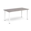 Rectangular white radial leg meeting table 1600mm x 800mm grey oak - DRL1600-WH-GO