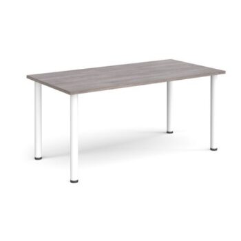 Rectangular white radial leg meeting table 1600mm x 800mm grey oak - DRL1600-WH-GO