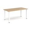 Rectangular white radial leg meeting table 1600mm x 800mm kendal oak - DRL1600-WH-KO