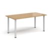 Rectangular white radial leg meeting table 1600mm x 800mm oak - DRL1600-WH-O
