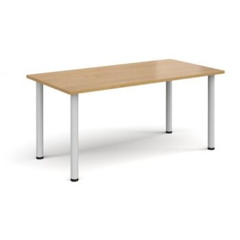 Rectangular white radial leg meeting table 1600mm x 800mm oak - DRL1600-WH-O