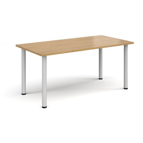 Rectangular white radial leg meeting table 1600mm x 800mm oak - DRL1600-WH-O
