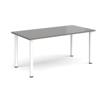 Rectangular white radial leg meeting table 1600mm x 800mm onyx grey - DRL1600-WH-OG