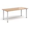 Rectangular white radial leg meeting table 1800mm x 800mm beech - DRL1800-WH-B