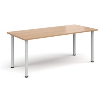 Rectangular white radial leg meeting table 1800mm x 800mm beech - DRL1800-WH-B