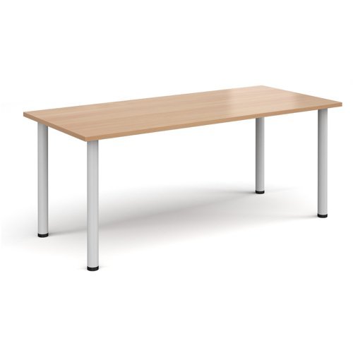 Rectangular white radial leg meeting table 1800mm x 800mm beech - DRL1800-WH-B