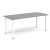 Rectangular white radial leg meeting table 1800mm x 800mm grey oak - DRL1800-WH-GO
