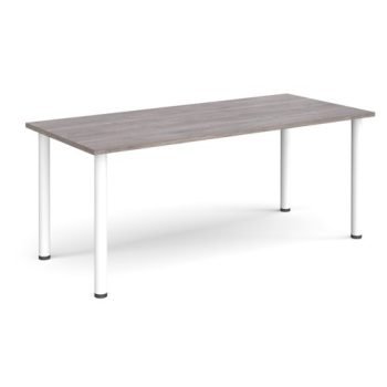 Rectangular white radial leg meeting table 1800mm x 800mm grey oak - DRL1800-WH-GO