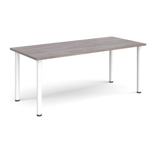 Rectangular white radial leg meeting table 1800mm x 800mm grey oak - DRL1800-WH-GO