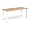Rectangular white radial leg meeting table 1800mm x 800mm kendal oak - DRL1800-WH-KO