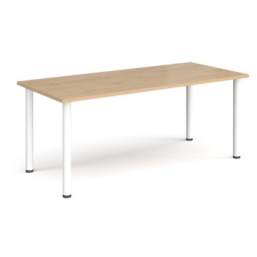 Rectangular white radial leg meeting table 1800mm x 800mm kendal oak - DRL1800-WH-KO
