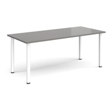 Rectangular white radial leg meeting table 1800mm x 800mm onyx grey - DRL1800-WH-OG