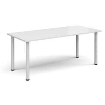 Rectangular white radial leg meeting table 1800mm x 800mm white - DRL1800-WH-WH