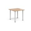 Rectangular white radial leg meeting table 800mm x 800mm beech - DRL800-WH-B