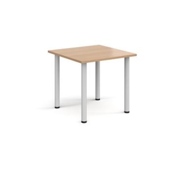 Rectangular white radial leg meeting table 800mm x 800mm beech - DRL800-WH-B