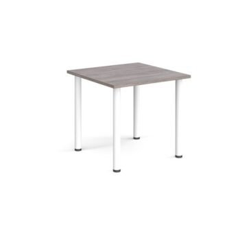 Rectangular white radial leg meeting table 800mm x 800mm grey oak - DRL800-WH-GO