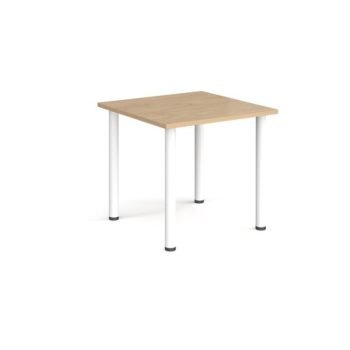 Rectangular white radial leg meeting table 800mm x 800mm kendal oak - DRL800-WH-KO