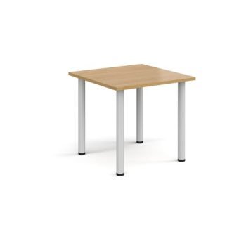 Rectangular white radial leg meeting table 800mm x 800mm oak - DRL800-WH-O