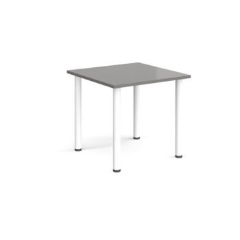 Rectangular white radial leg meeting table 800mm x 800mm onyx grey - DRL800-WH-OG