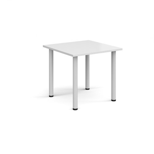 Rectangular white radial leg meeting table 800mm x 800mm white - DRL800-WH-WH