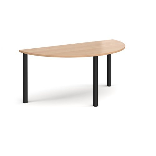 Semi circular black radial leg meeting table 1600mm x 800mm beech - DRL1600S-K-B