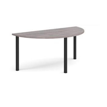 Semi circular black radial leg meeting table 1600mm x 800mm grey oak - DRL1600S-K-GO