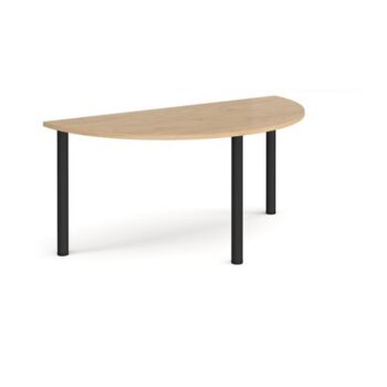 Semi circular black radial leg meeting table 1600mm x 800mm kendal oak - DRL1600S-K-KO