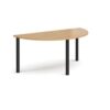 Semi circular black radial leg meeting table 1600mm x 800mm oak - DRL1600S-K-O