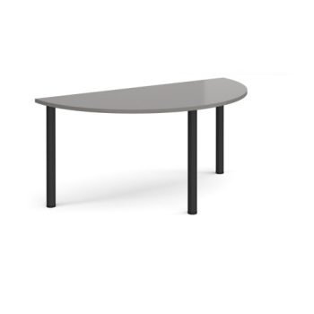 Semi circular black radial leg meeting table 1600mm x 800mm onyx grey - DRL1600S-K-OG