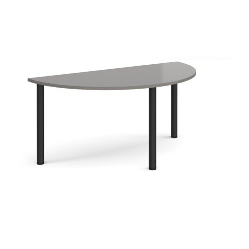 Semi circular black radial leg meeting table 1600mm x 800mm onyx grey - DRL1600S-K-OG